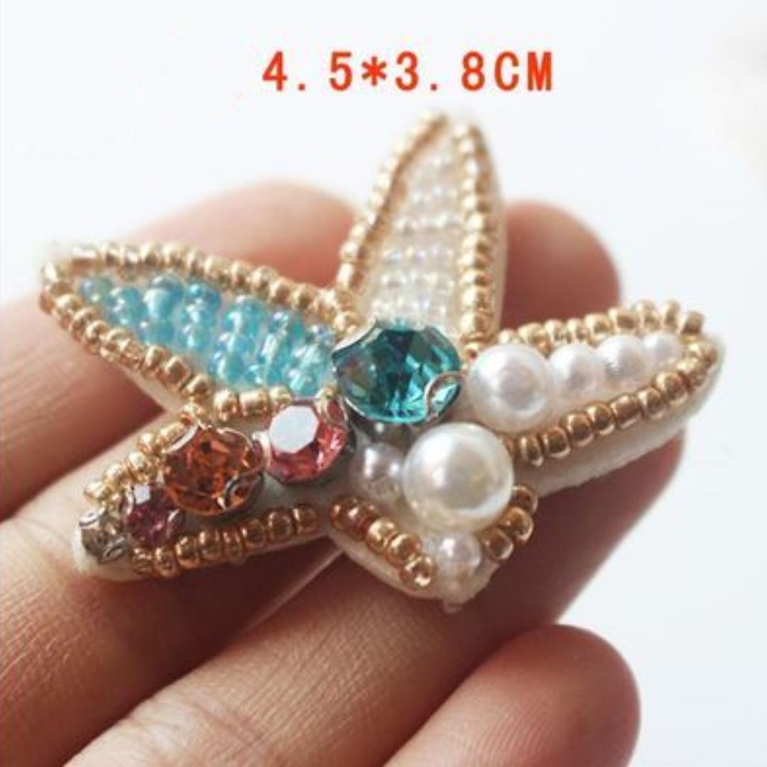 

3 шт., свежие тканевые наклейки ручной работы с бисером, модные наклейки с нашивками, декоративные аппликации для одежды, нашивки со стразами, сшитые вручную