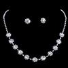 Korean Minimalist Crystal Rhinestone Necklace and Earrings Set , Light Women Jewelry 2 - Piece Set