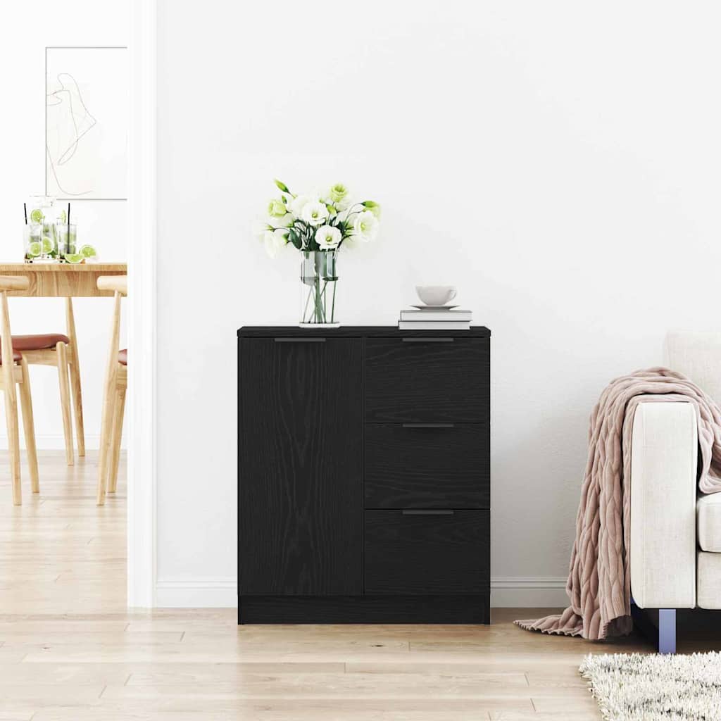 Sideboard in Black Oak Look 60 x 30 x 70 cm Particle Board