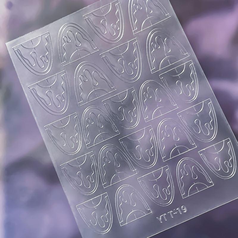 Simple Hollow French Nail Decals Transparent Spray-Painted Heart Butterfly Nail Art Stickers Fashion Manicure Decor