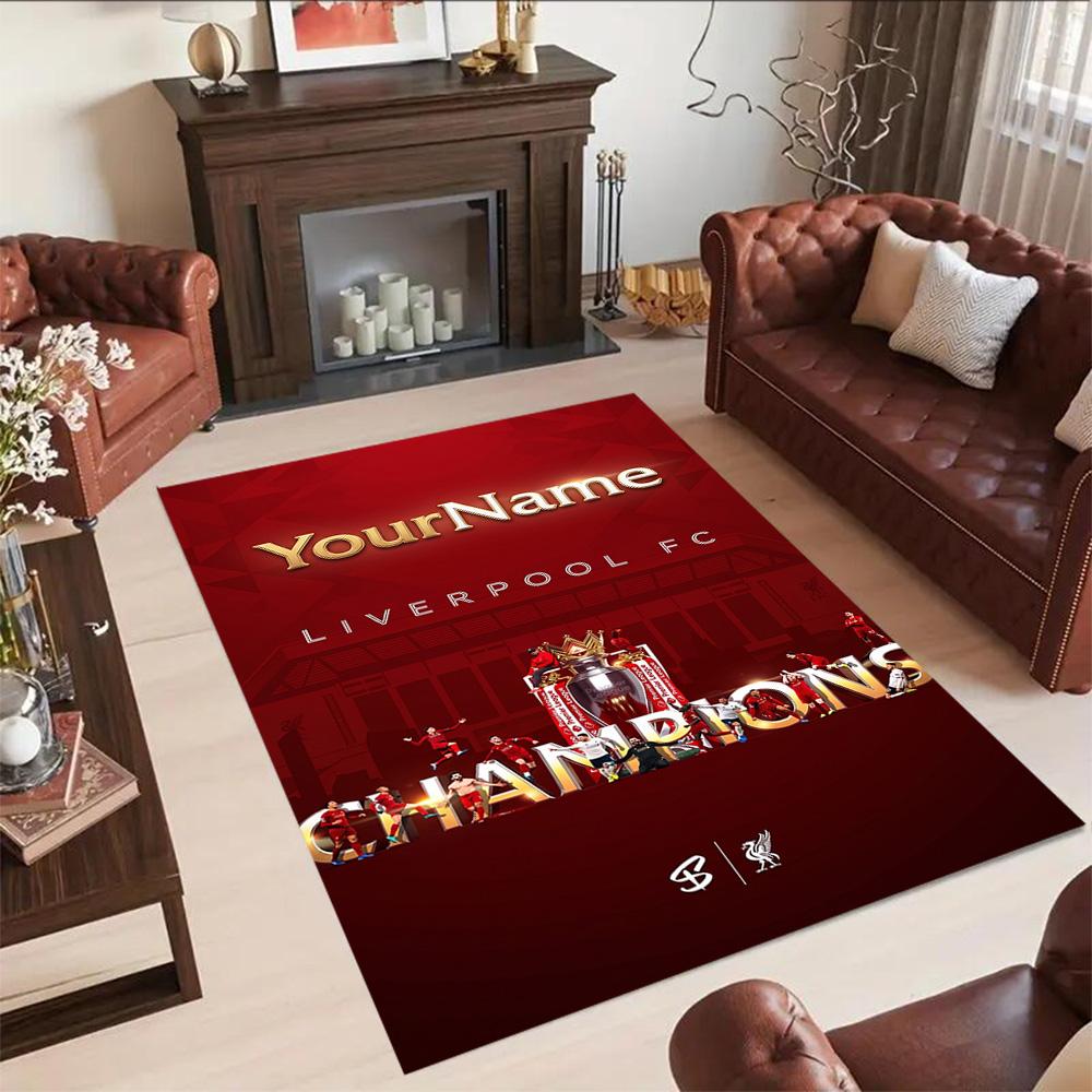 Liverpool Customize Your Name Floor Rug Office Rug Design for Bedrooms Hallway Living Rooms Balcony Antislip Carpet Anime Office Decor