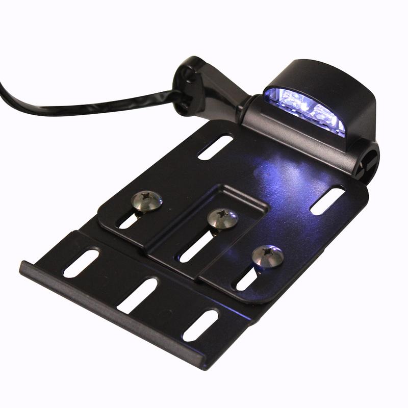 

Telescopic Folding LED Light Side Mount License Plate Frame Cover Holder Adjustable For Harley Dyna Sportster 883 1200 XL 07-16