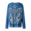 TrendHub Y2k Long Sleeve Tops for Women Grunge Aesthetic Baggy Tees Shirt 2000s Vintage Rhinestone Graphic Print Tops Emo Clothes