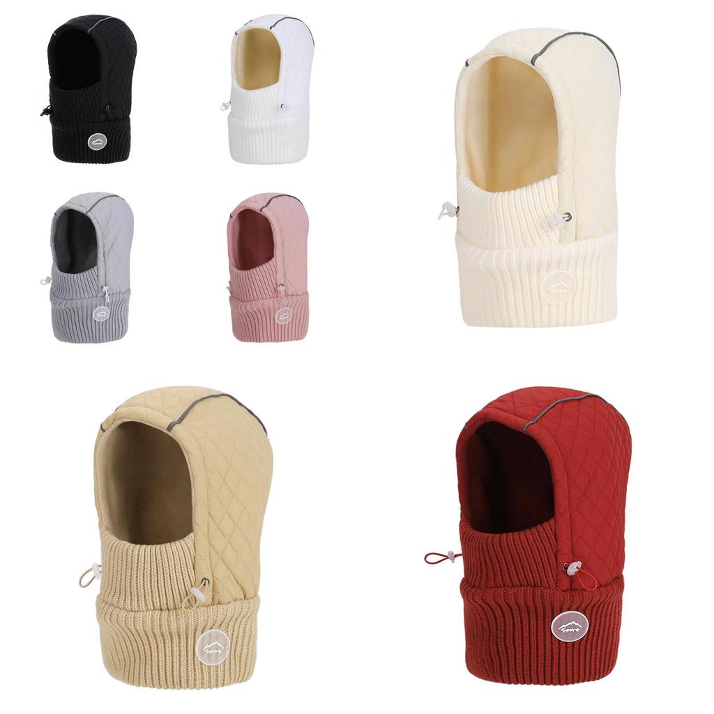 Winter Knit Hat Mask Balaclava With Fleece Lining For Outdoor Cycling And Cold Weather