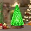 Mercury Glass Christmas Tree Xmas Trees Decorations Table Lamp Centerpiece Mantel Window Home Decor Bathroom Party Gift, Wooden Base Light