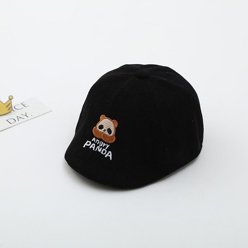 JYL TS DIY Шапка-кепка для детей с пандой Вельветовая кепка газетчика Хлопок black_50CM алый