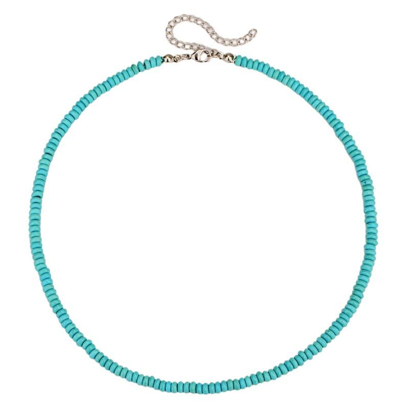 Turquoise Beaded Necklace High-end Natural Stone Pendant Versatile Jewelry Turquoise Necklace