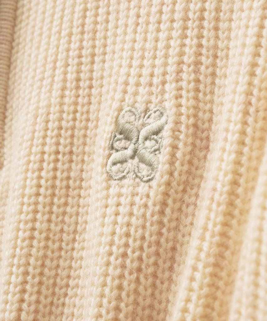 Seteo Button-Up Sailor Half Knit Zip-Up Cream