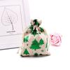 Linen Wedding Favor Elk Snowman Drawstring Pouch Jute Gift Bags Merry Christmas Candy Organizer