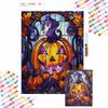 Halloween 5D DIY Diamond Art Painting Kit Stained Glass Pumpkin Home Wall Decor Handmade Gift for Fall Season Autumn Decor Craft