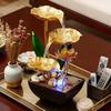 Ornamento de Fonte de Cachoeira com Folhas de Lótus Zen Relaxamento Calmante Luz LED Fonte de Água de Mesa com Sons de Riacho Para Quarto