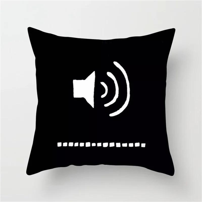 Black and White Geometric Simple High-end Space Pillowcase Patchwork Cushion Cover Striped Letter Pillowcase Home Decoration