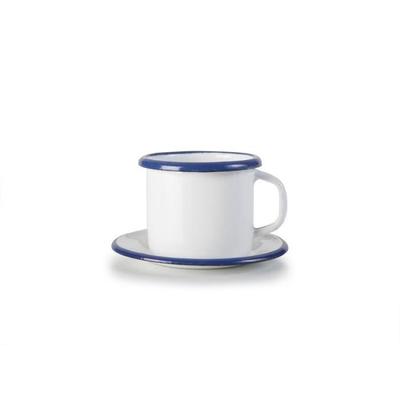 Cup with Plate - IBILI - 903000 - STAINLESS STEEL - White/Blue - 2 Pieces