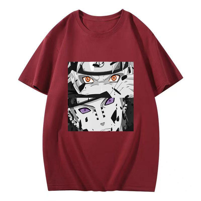 Japanese Anime Naruto Uchiha Itachi Printed T-shirt, Cotton Short Sleeve Unisex Fashion Street Couple Tops