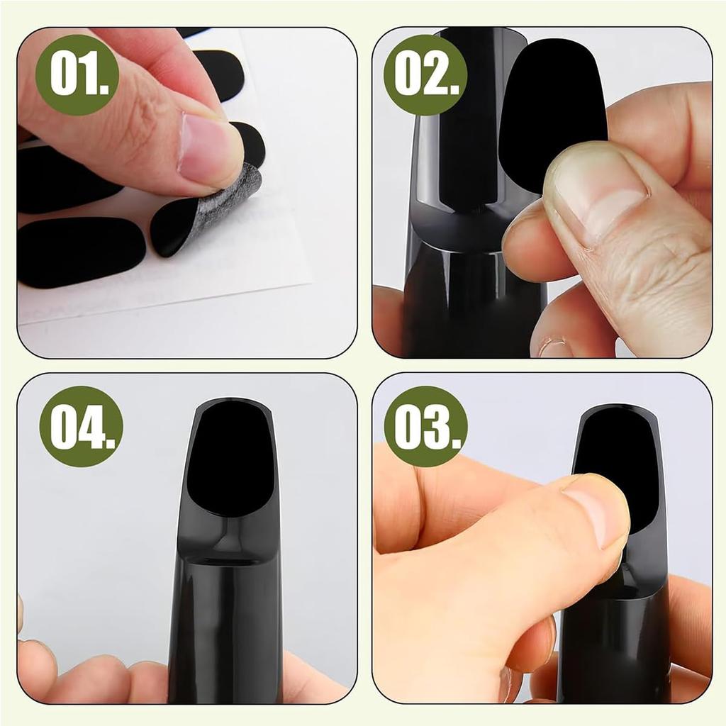 Aquafix Mouthpiece for Saxophone and and Easy To Use Pads, 32-Pack, 0.8mm Black, Clarinet, Protective, Deformation-Resistant, (Round Shape)