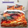 Juego de Cama con Estampado de Anime Colcha Funda de Colcha Funda de Almohada Decoración del Hogar Regalo de Cumpleaños (1 * funda nórdica + 2 * fundas de almohada, sin núcleo)