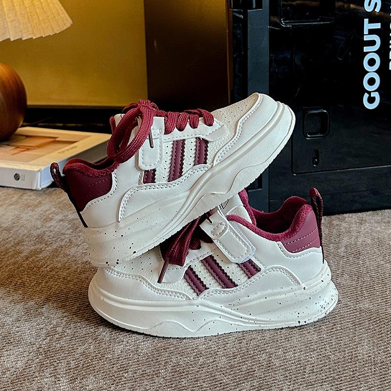 2025 Kids' Plus Velvet Non-Slip White Sports Shoes for Boys and Girls