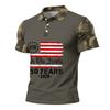 Men's Loose Fit Casual Short Sleeve Polo Shirt with Digital Camouflage Sleeves and Printed Flag Graphic 250 Years Commemorative Design