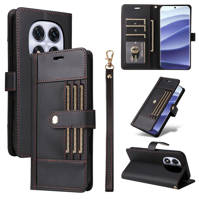 Clamshell Leather Wallet Case For Xiaomi Redmi Note 14 Pro 14S 4G Note14 Pro Plus 5G Flip Cover Phone Cases Outside 6 Card Slot