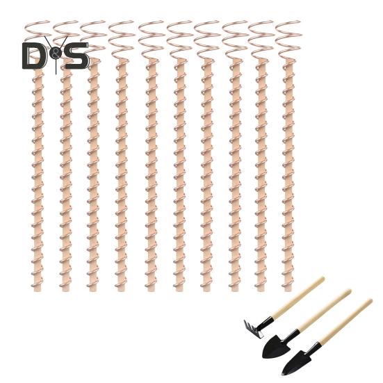 Electroculture Plant Stakes Copper Gardening Antenna Stakes Spiral Copper Wire On Wooden Stakes for Electroculture Plants Fruits Vegetables Growth