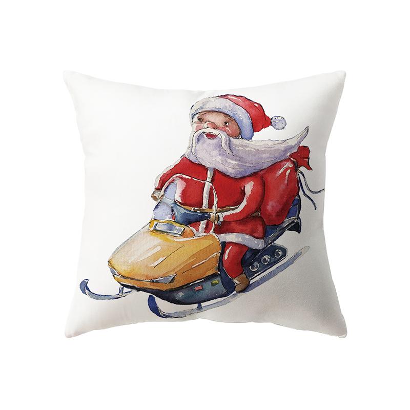 Christmas Theme Cute Christmas Elk Print Pattern Cushion Cover Home Living Room Sofa Decoration Polyester Pillow Pillow Cover