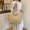 Large Capacity Straw Bag Women's Seaside Vacation Tote Bag for Commuting Shoulder Tote Bag