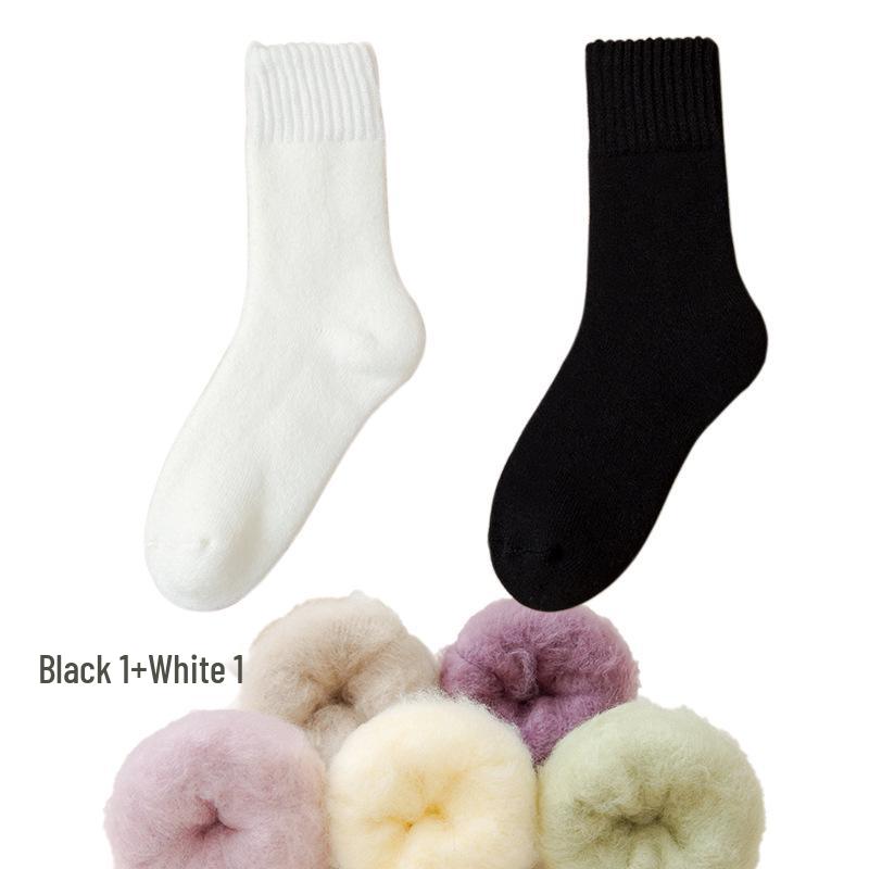 Dámské fleecové ponožky střední délky Zhuji - Silný samet, teplé a pohodlné na podzim/zimu, ideální na spaní nebo lenošení