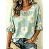 Women's Elegant Printed Lace-up Flared Top, Stylish and Versatile, Comfortable and Skin-friendly