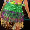 Mardi Gras Skirt Belly Dance Hip Scarf Mardi Gras Costume Sequins Fringe Tassels Wrap Skirt Sparkly Glitter Skirt