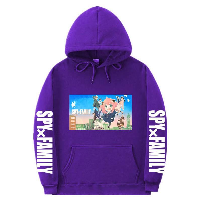 Spy X Family Anime Printed Hoodie Men Women Unisex Oversized Fleece Sweatshirt With Ribbed Hem