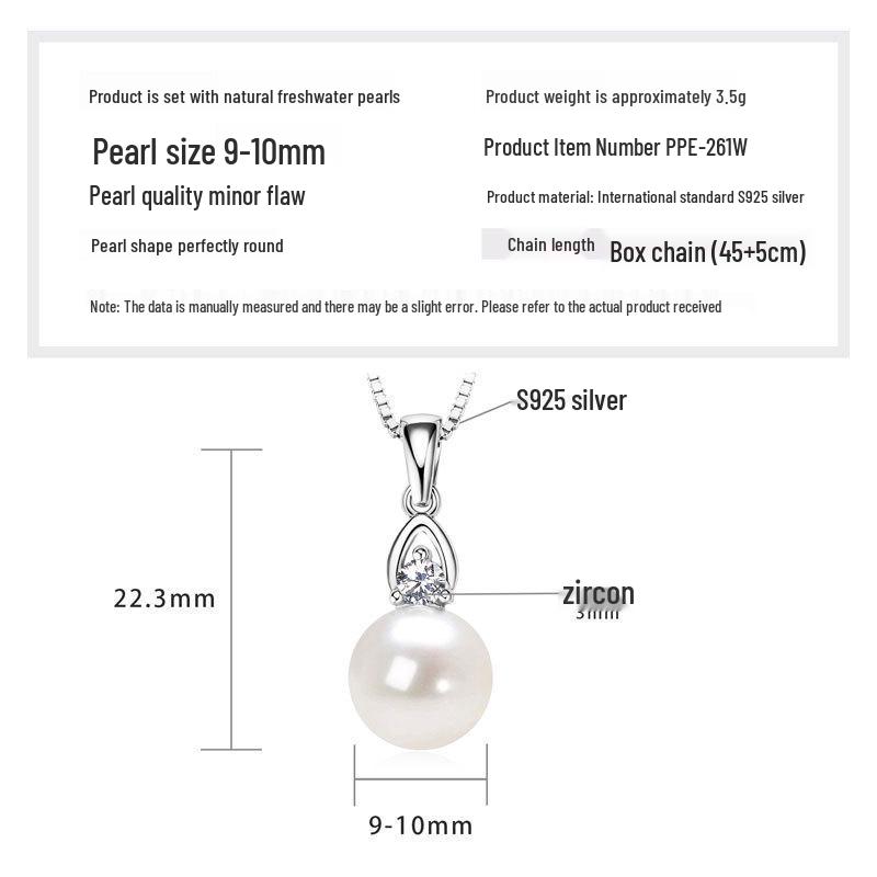 Freshwater Pearl & Diamond-Set Silver Pendant Necklace for Women