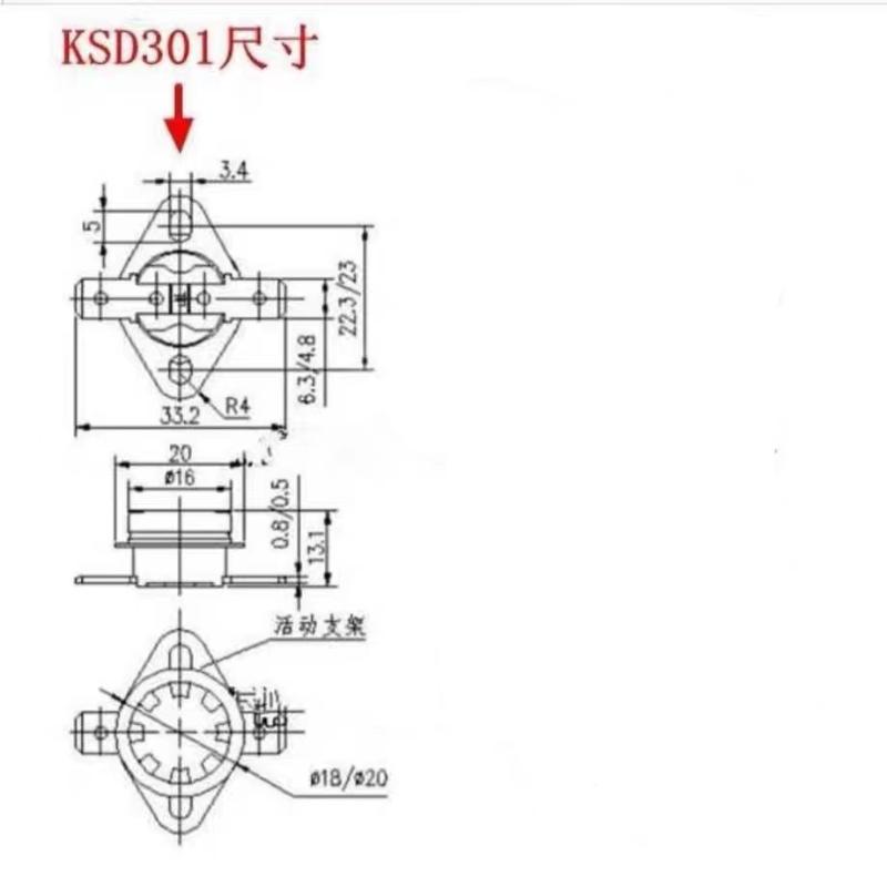 2Pcs KSD301 250V 10A 40~160 Degree Ceramic Normally Open/Normally Closed Temperature Switch Thermostat 40 70 80 90 100 110