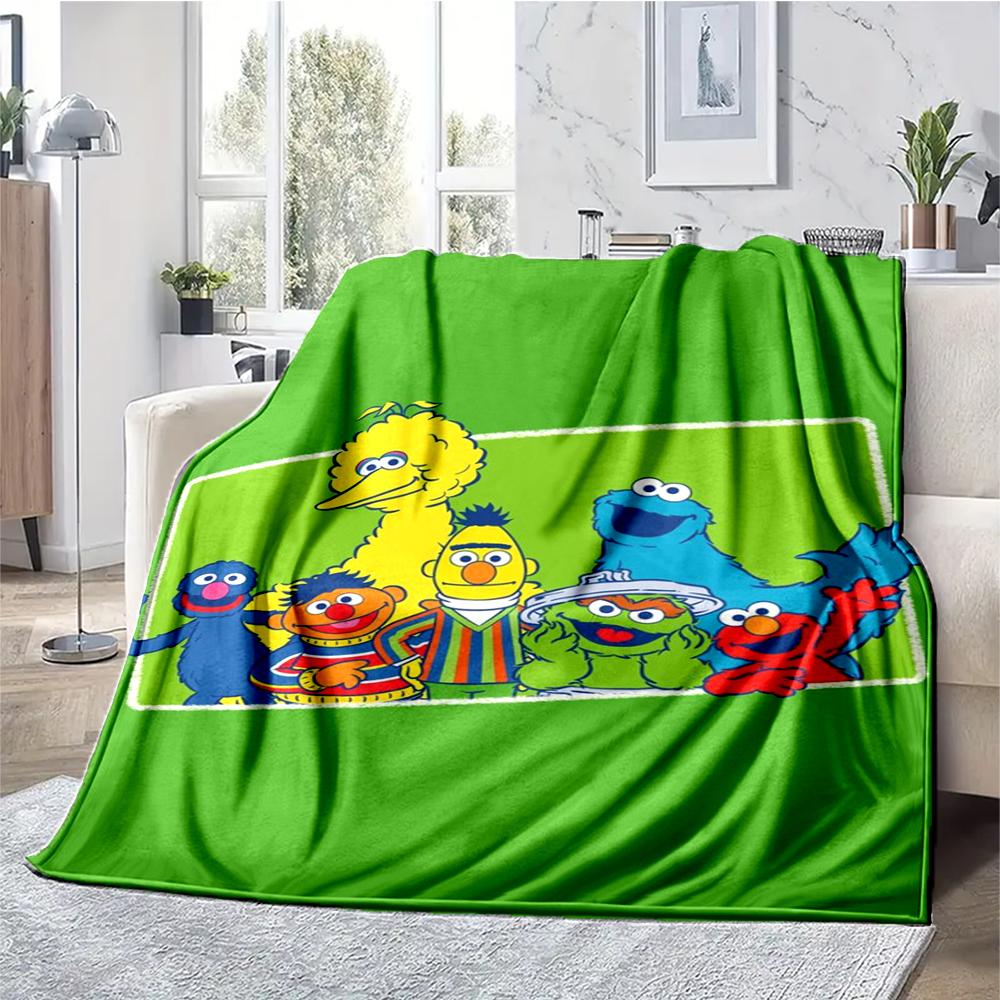 Sesame Street Theme Printed Blanket - Perfect for Couch, Bed, Travel & Outdoor Use | Machine Washable, Cozy & Durable.