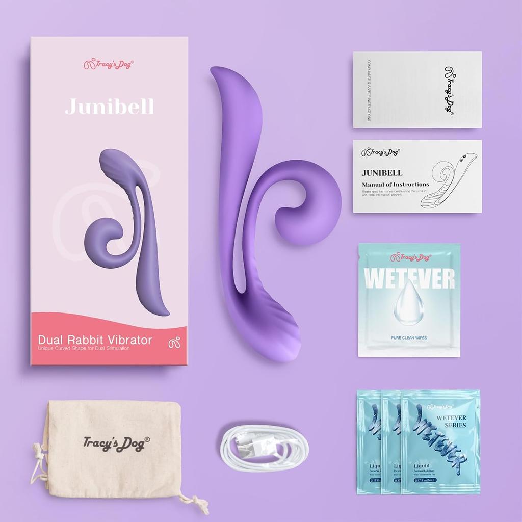 Tracy's Dog Rabbit Vibrator Sex Toys - Clitoral Kissing G Spot Vibrator for Women & Couples, Adult Toy for Dual Stimulation with 10 Vibrations,