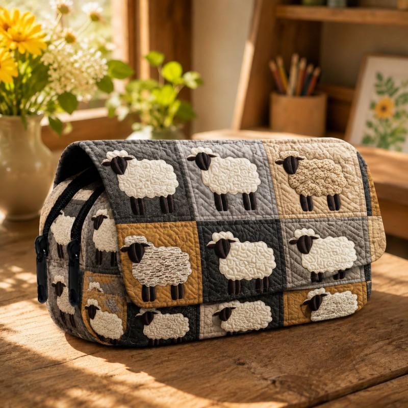 Pencil Case Students Digital Print Lamb Quilted School Office Daily Use