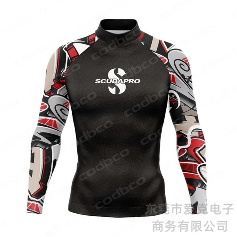 Mens Rash Guard Long Sleeve UPF 50 Sun Protection Swim Shirt Snorkeling Diving Surfing Water Sports