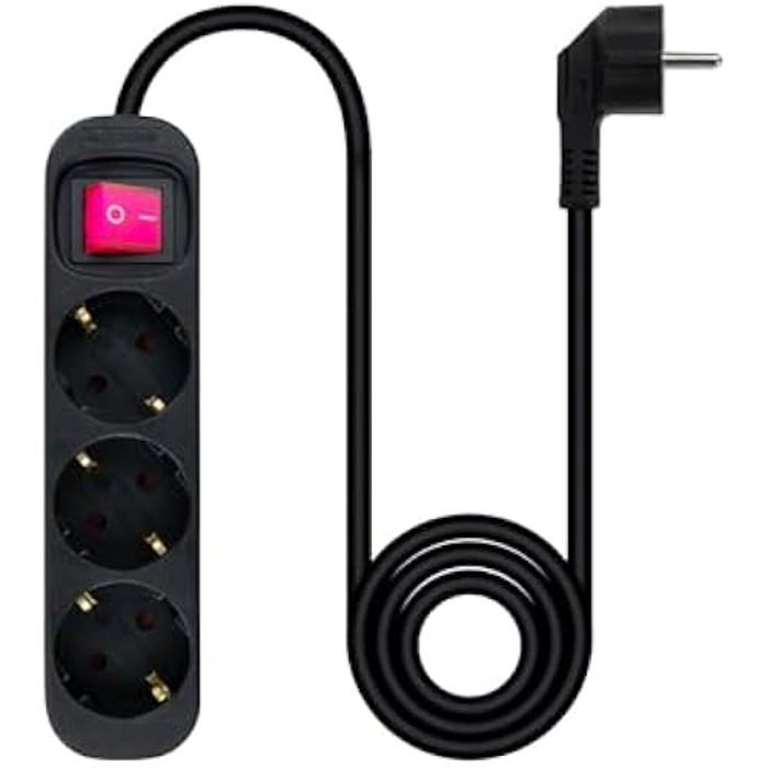NANOCABLE 10.38.0003-BK - Multiprise 3 Prises avec Interrupteur, 1,4 m, Noir