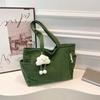Large Capacity Women's Casual Tote Bag Vintage Corduroy Ladies Shoulder Bags Solid Color Female Portable Shopping Handbags