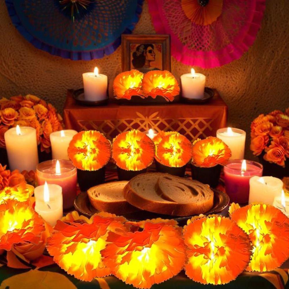 Mexican Style Artificial Flowers String Lights Warm Light Holiday Decorative Lamp  Garden Party