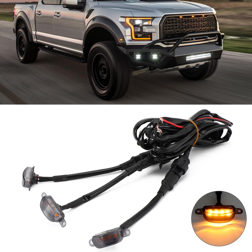3 Stück Geräucherte Linse Gelbe LED Lampe Raptor Frontgrill Tagfahrlicht passend für Ford F-150