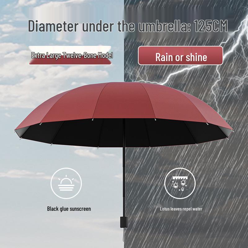 Extra Large Folding Umbrella for Two or Three People - Dual-Use for Sun and Rain with Sunscreen Sunshade