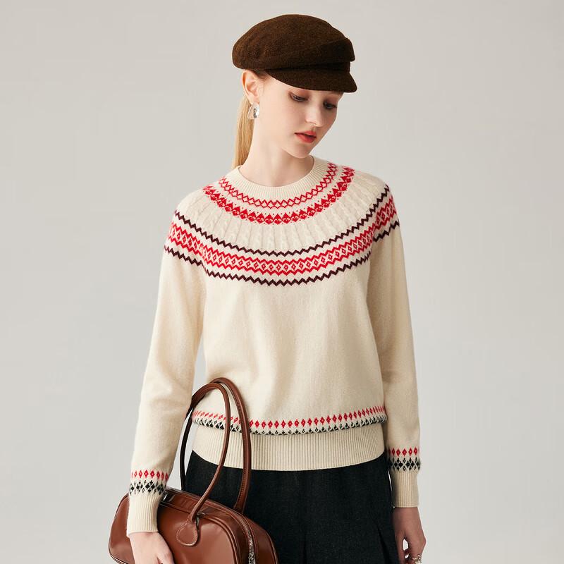 Zhaojun Women's Fair Isle Jacquard Cashmere Sweater