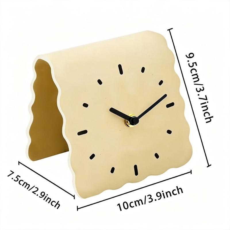 Minimalistische Tischuhr, Leises Acryl-Zeitanzeige mit Kekstextur-Design für Nachttisch, Heimbüro-Schreibtisch und Dekorative Regalgestaltung