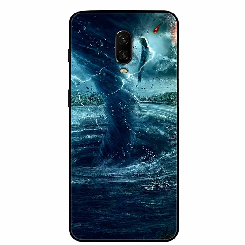 Para Capa One Plus 6 / 6T Animais Pintados Preto TPU Silicone Macio Amortecedor para Oneplus 6T 6 T Capas à Prova de Choque Lobo Legal Bolsa Coque
