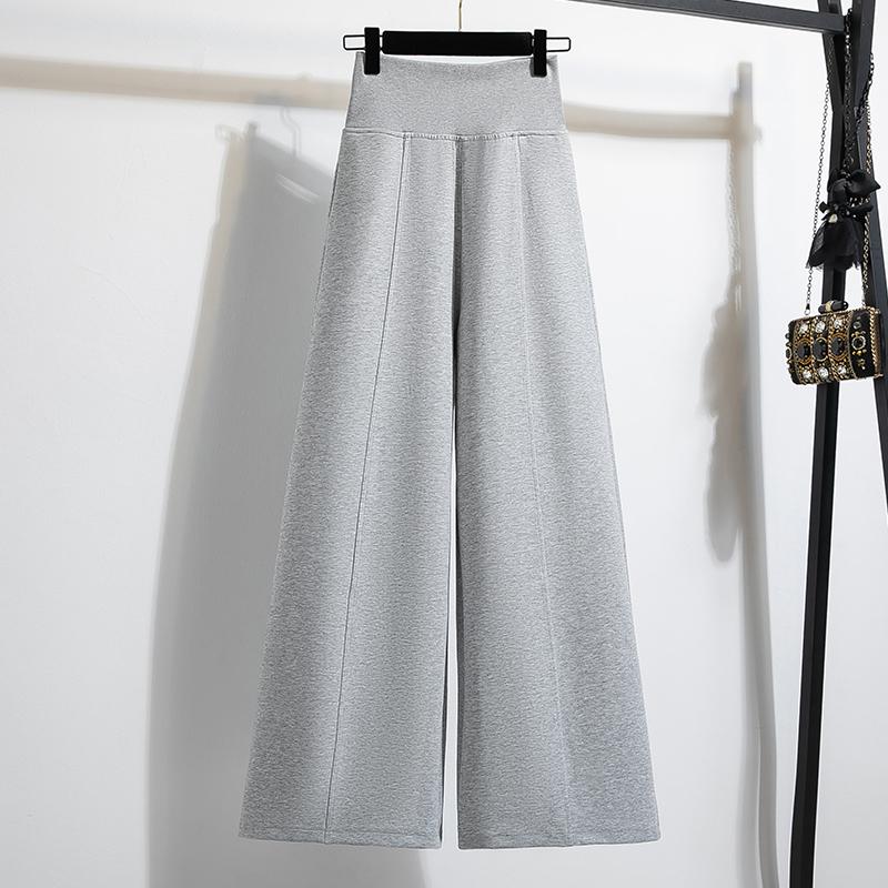 

Dimanaf Хлопковые спортивные штаны больших размеров на осень 2025 года, новая женская одежда, модные свободные плиссированные винтажные брюки M серый