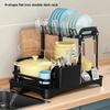 1PC 2 Tier Dish Bowl Drainer Storage Rack Kitchen Dish Drying Rack with Drain Basket Countertop Dinnerware Organizer Drainboard