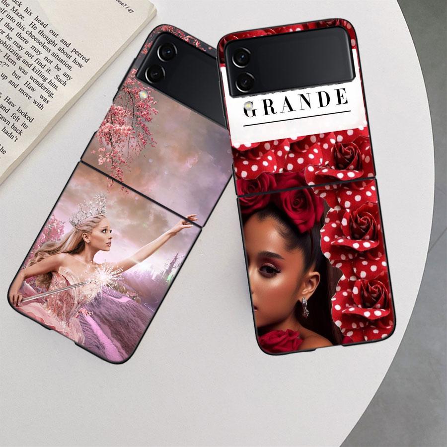 Ariana Grande Case For Samsung Z Flip 6 5G Galaxy Z Flip 5 4 3 5G Black Hard Cell Phone Cover Luxury PC Shell Coque