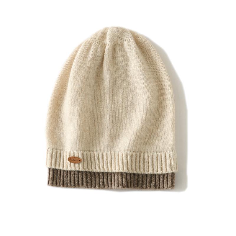 New Heavy Cashmere Color Matching Warm Soft Waxy Cashmere Wool Knitted Hat Children Spot