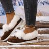 Women's Plus - Size Suede Round - Toe Slip - On Fashion Fleece - Lined Cotton Shoes