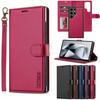 2-in-1 Magnetic Detachable Case for Samsung S25 Ultra, A17 Flip Cover with Card Slot and Lanyard, Leather Case A5655